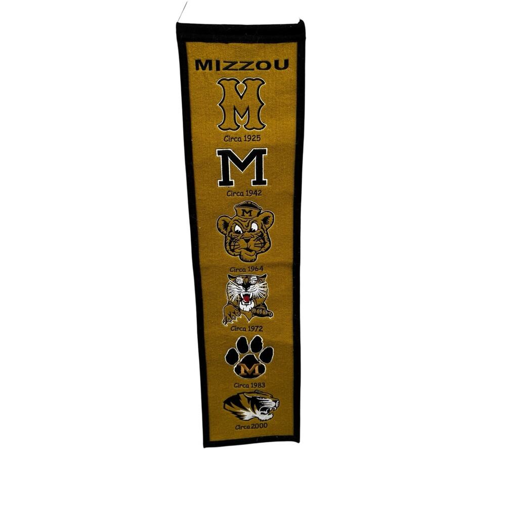 MIZZOU TIGERS Embroidered Banner W6 LOGOS 1925 1942 1964 1972 1983 2000 Missouri